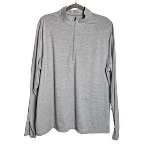 LL Bean Mens Pull Over Tee Shirt Long Sleeve Zipper Layer Lightweight Gray Large